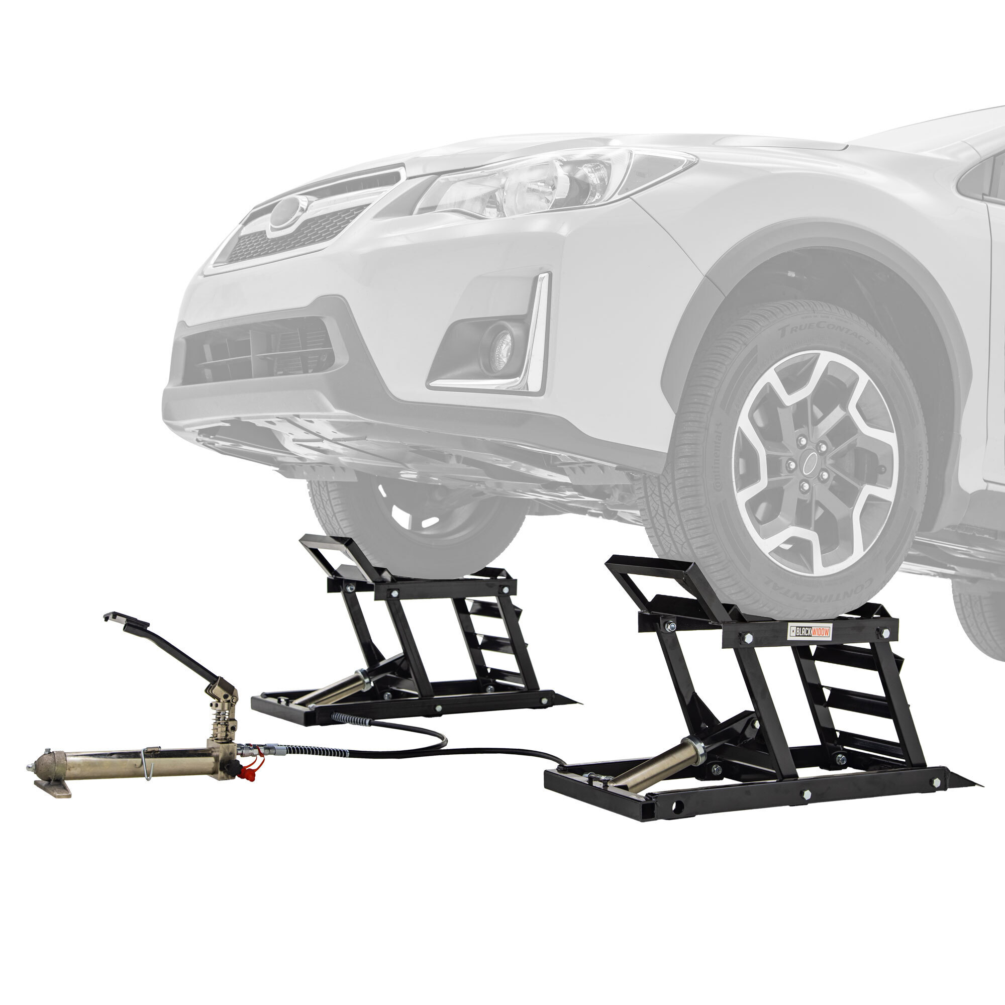 Black Widow Hydraulic Car Lift with Ramps — 3,000-Lb. Capacity per Pair, 6in. Lift Platform, Model# CARLIFT-3000